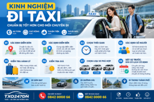 Kinh nghiệm đi Taxi: cách chọn loại xe, chuẩn bị điểm đón, kiểm tra giá, đi sân bay, đường dài và kiểm tra hành lý. Cẩm nang TXO247DN.